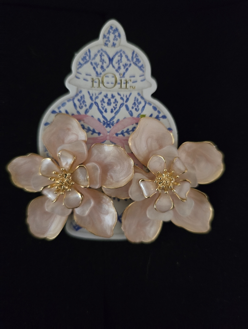 Noir Pink Petal Floral Statement Earrings